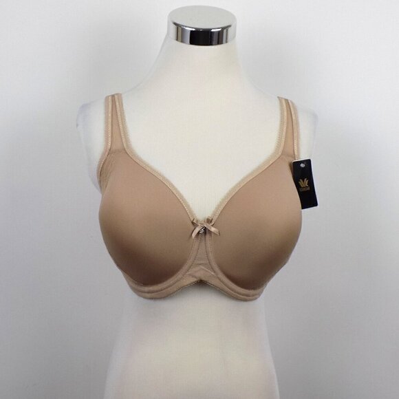 Wacoal Contour Bra Size 32G Underwire Tan Lace Trim Pin Dot - Picture 1 of 6